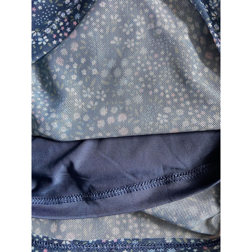SO Womens Spaghetti Strap Crop Top Size XXL Jrs Blue Floral Ruched Sides Summer - Picture 6 of 14